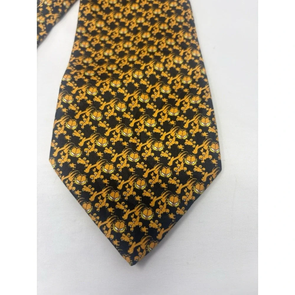Vintage Garfield PAWS Addiction Novelty Tie Cartoon Cat Orange Black Neck Tie